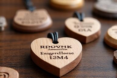 Pendentifs en bois gravés pour anniversaire